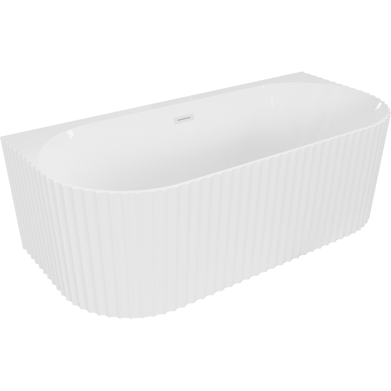 Mexen Sella freestanding wall-adjacent fluted bathtub 170 x 80 cm, white gloss, white overflow - 52711708000-20