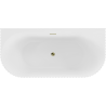 Mexen Sella freestanding back-to-wall fluted bath 170 x 80 cm, glossy white, gold overflow - 52711708000-50