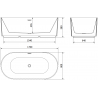 Mexen Paola freestanding fluted bathtub 170 x 80 cm, matte white, gold overflow - 52721708001-50