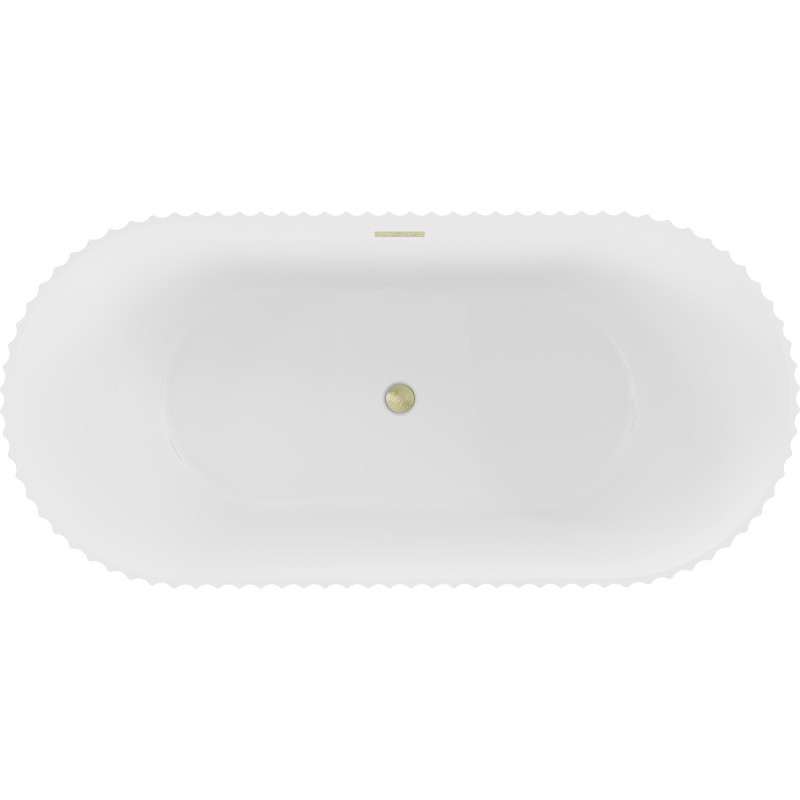 Mexen Paola freestanding fluted bathtub 170 x 80 cm, white matte, brushed gold overflow - 52721708001-55