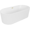 Mexen Paola freestanding fluted bathtub 170 x 80 cm, white matte, brushed gold overflow - 52721708001-55