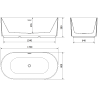 Mexen Paola freestanding ribbed bathtub 170 x 80 cm, white matte, brushed gold overflow - 52721708001-55