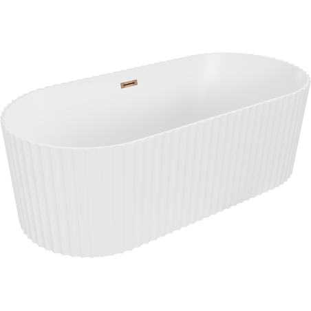 Mexen Paola freestanding fluted bath 170 x 80 cm, white matte, overflow rose gold - 52721708001-60