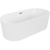 Mexen Paola freestanding fluted bath 170 x 80 cm, white matte, overflow rose gold - 52721708001-60