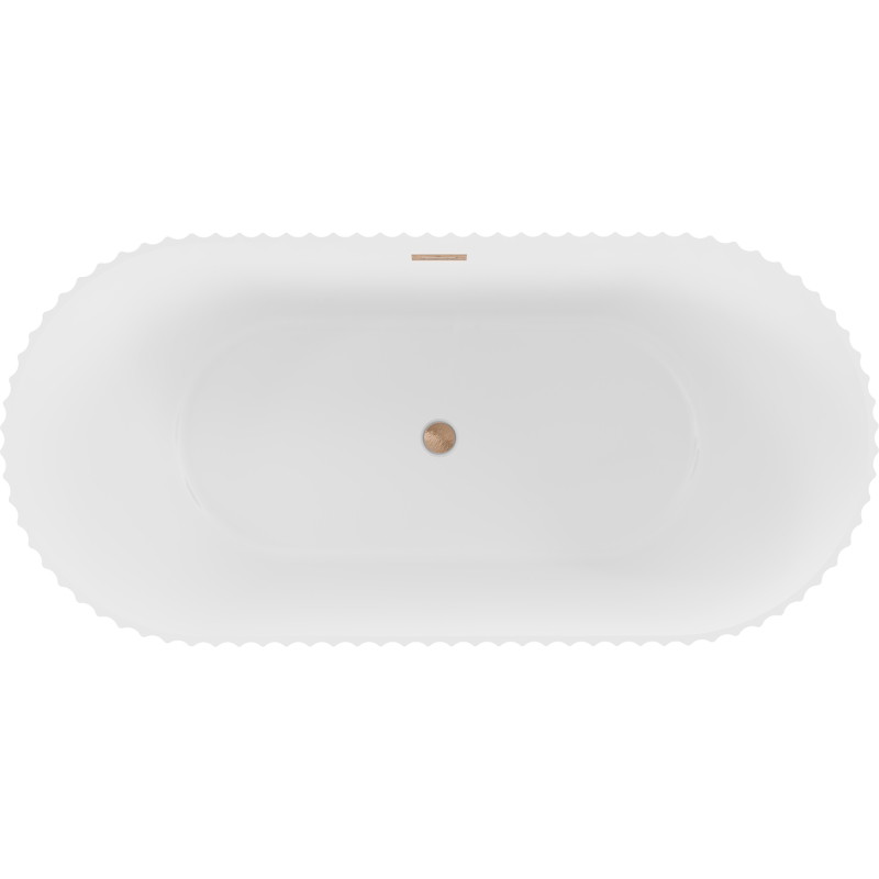 Mexen Paola freestanding fluted bathtub 170 x 80 cm, white matte, brushed copper overflow - 52721708001-65