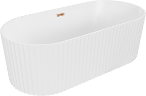Mexen Paola freestanding fluted bathtub 170 x 80 cm, white matte, brushed copper overflow - 52721708001-65