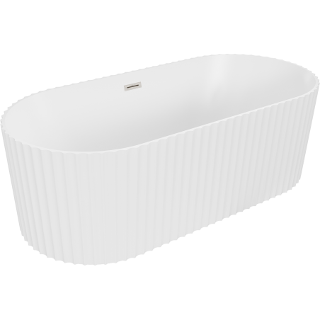 Mexen Paola freestanding ribbed bathtub 170 x 80 cm, white matte, brushed nickel overflow - 52721708001-97