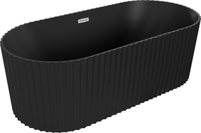 Mexen Paola freestanding fluted bathtub 170 x 80 cm, black matt, chrome overflow - 52721708071-01