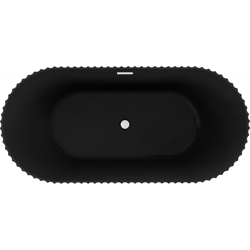 Mexen Paola freestanding fluted bathtub 170 x 80 cm, black matte, white overflow - 52721708071-20