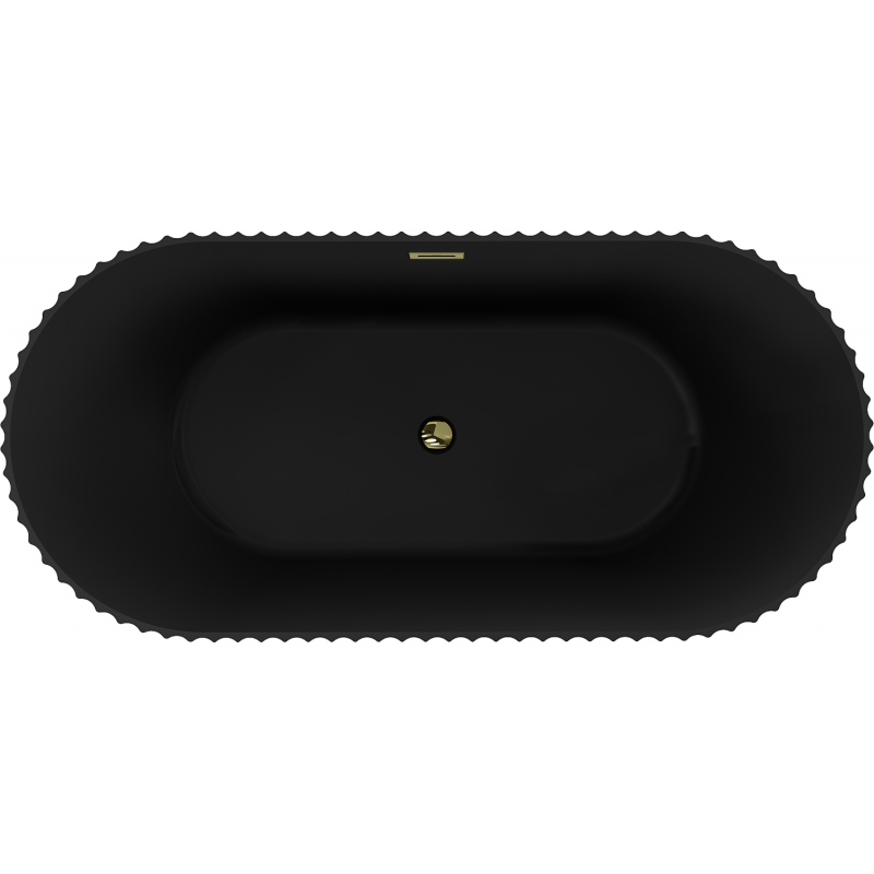 Mexen Paola freestanding ribbed bathtub 170 x 80 cm, matte black, gold overflow - 52721708071-50