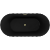 Mexen Paola freestanding fluted bathtub 170 x 80 cm, black matte, brushed gold overflow - 52721708071-55