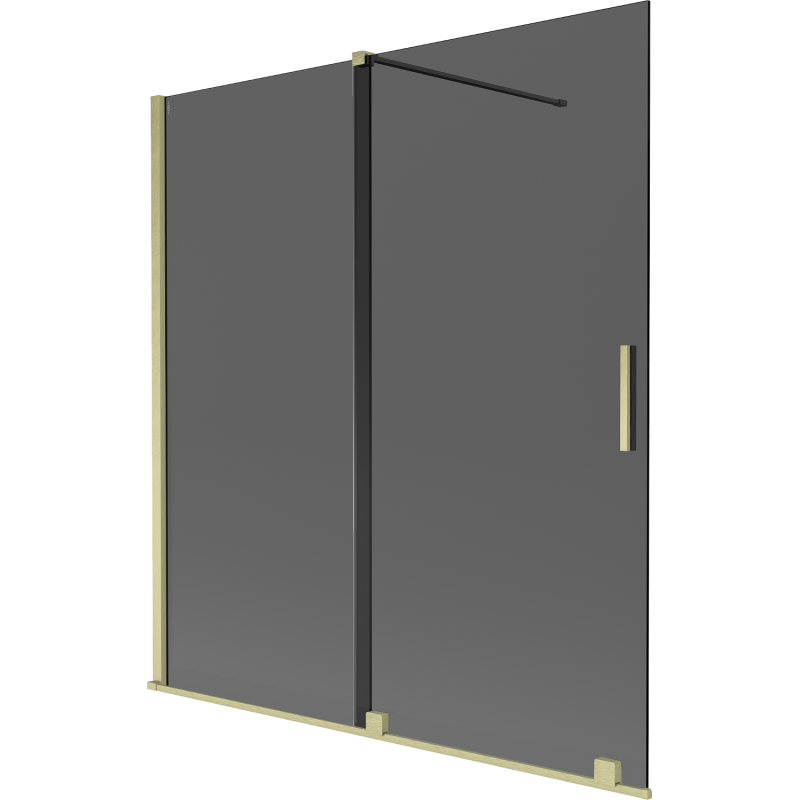 Mexen Velar Double-Panel Sliding Bath Screen 150 x 150 cm, Graphite, Brushed Gold - 896-150-000-41-55