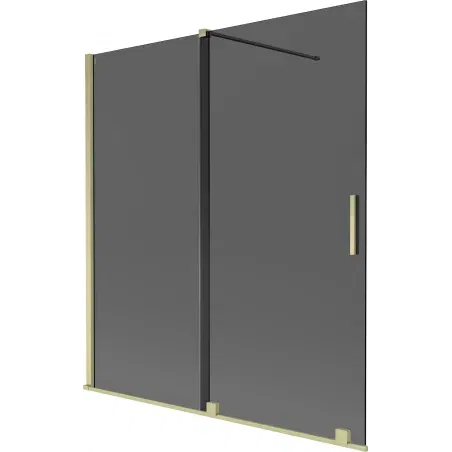 Mexen Velar Double-Panel Sliding Bath Screen 150 x 150 cm, Graphite, Brushed Gold - 896-150-000-41-55