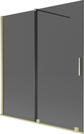 Mexen Velar Double-Panel Sliding Bath Screen 150 x 150 cm, Graphite, Brushed Gold - 896-150-000-41-55