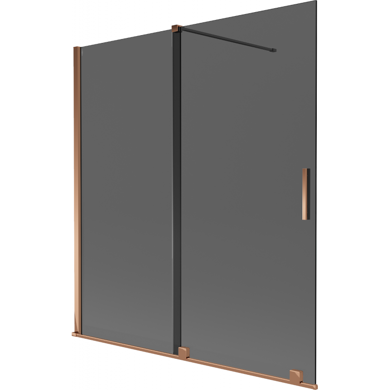 Mexen Velar 2-panel sliding bath shower screen 150 x 150 cm, graphite, rose gold - 896-150-000-41-60