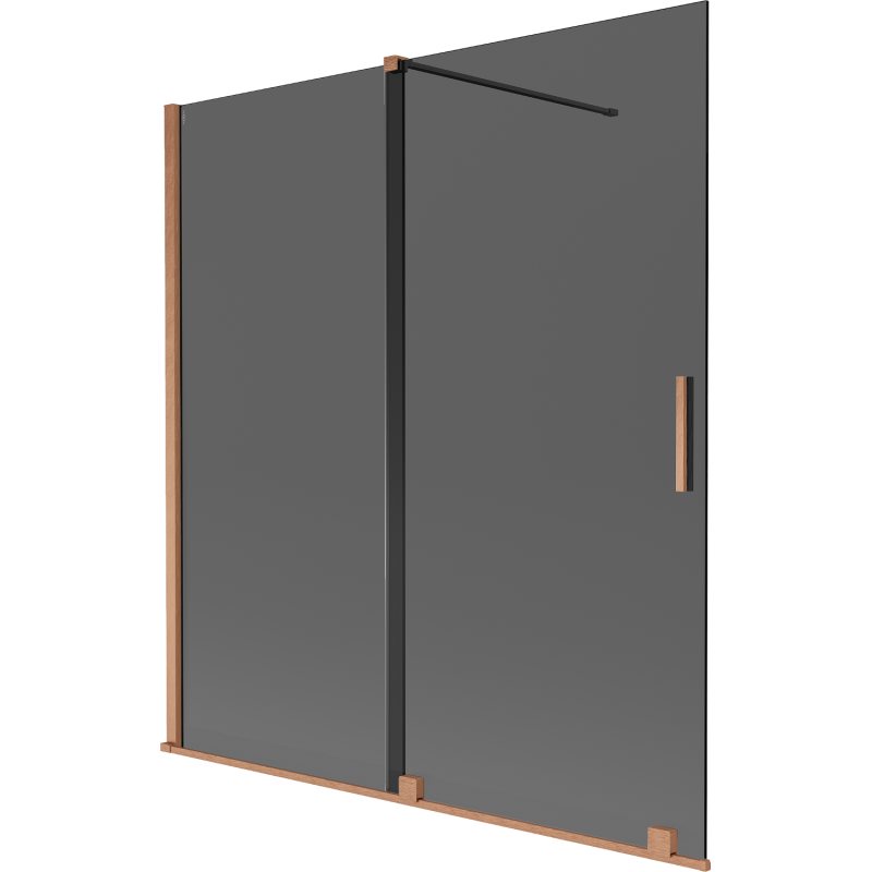 Mexen Velar 2-panel sliding bath screen 150 x 150 cm, graphite, brushed copper - 896-150-000-41-65