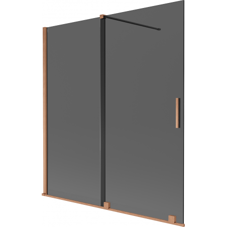 Mexen Velar 2-panel sliding bath screen 150 x 150 cm, graphite, brushed copper - 896-150-000-41-65
