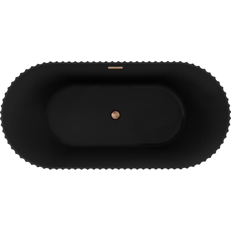 Mexen Paola freestanding fluted bathtub 170 x 80 cm, matte black, brushed copper overflow - 52721708071-65