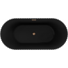 Mexen Paola freestanding ribbed bathtub 170 x 80 cm, matte black, brushed copper overflow - 52721708071-65