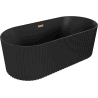 Mexen Paola freestanding fluted bathtub 170 x 80 cm, matte black, brushed copper overflow - 52721708071-65