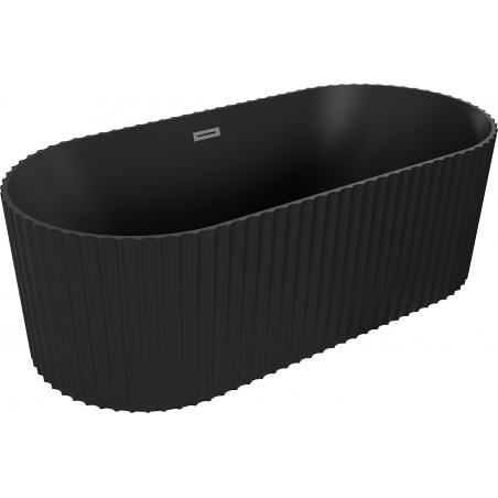 Mexen Paola freestanding fluted bathtub 170 x 80 cm, black matte, overflow gun metal - 52721708071-95