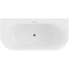 Mexen Sella freestanding wall-attached ribbed bathtub 170 x 80 cm, matte white, gold overflow - 52711708001-50