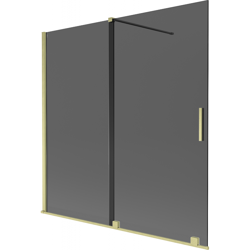 Mexen Velar 2-panel sliding bath screen 160 x 150 cm, graphite, brushed gold - 896-160-000-41-55