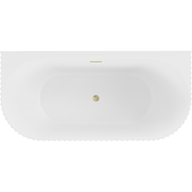 Mexen Sella freestanding wall-adjacent ribbed bathtub 170 x 80 cm, white matte, brushed gold overflow - 52711708001-55
