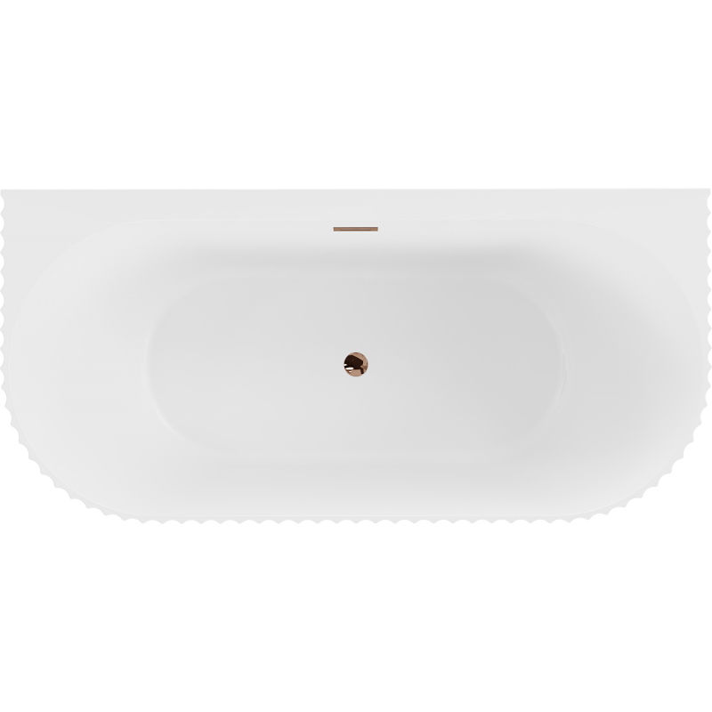 Mexen Sella freestanding wall-adjacent fluted bathtub 170 x 80 cm, matt white, rose gold overflow - 52711708001-60