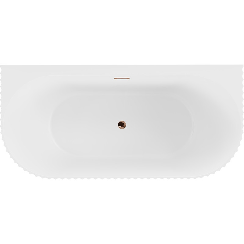 Mexen Sella freestanding wall-mounted fluted bathtub 170 x 80 cm, white matte, overflow rose gold - 52711708001-60
