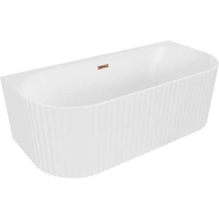 Mexen Sella freestanding wall-adjacent fluted bathtub 170 x 80 cm, matt white, rose gold overflow - 52711708001-60