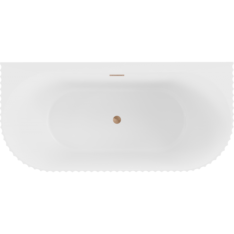 Mexen Sella freestanding wall-adjacent ribbed bathtub 170 x 80 cm, white matte, brushed copper overflow - 52711708001-65