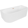 Mexen Sella freestanding wall-adjacent fluted bathtub 170 x 80 cm, white matte, brushed copper overflow - 52711708001-65