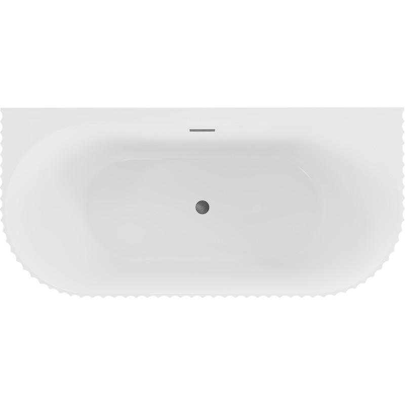 Mexen Sella freestanding wall-mounted bathtub grooved 170 x 80 cm, white matte, brushed gun gray overflow - 52711708001-66