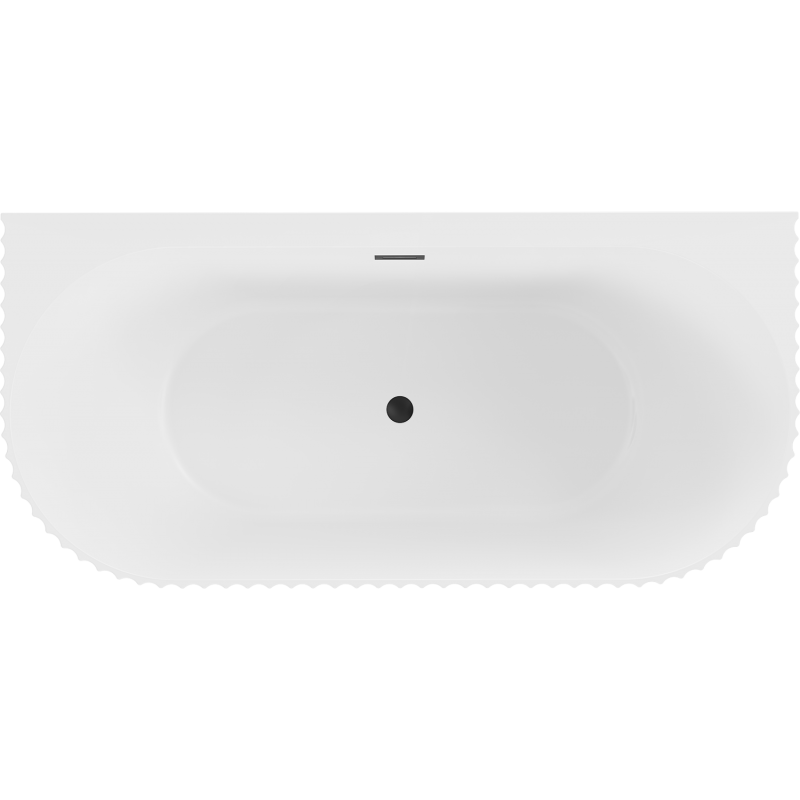 Mexen Sella 170 x 80 cm Freestanding Wall-Adjacent Grooved Bath, White Matte, Black Overflow - 52711708001-70