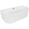 Mexen Sella 170 x 80 cm Freestanding Wall-Adjacent Grooved Bath, White Matte, Black Overflow - 52711708001-70