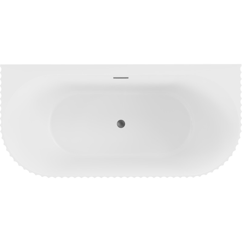 Mexen Sella free-standing wall-attached fluted bathtub 170 x 80 cm, white matte, gun metal overflow - 52711708001-95