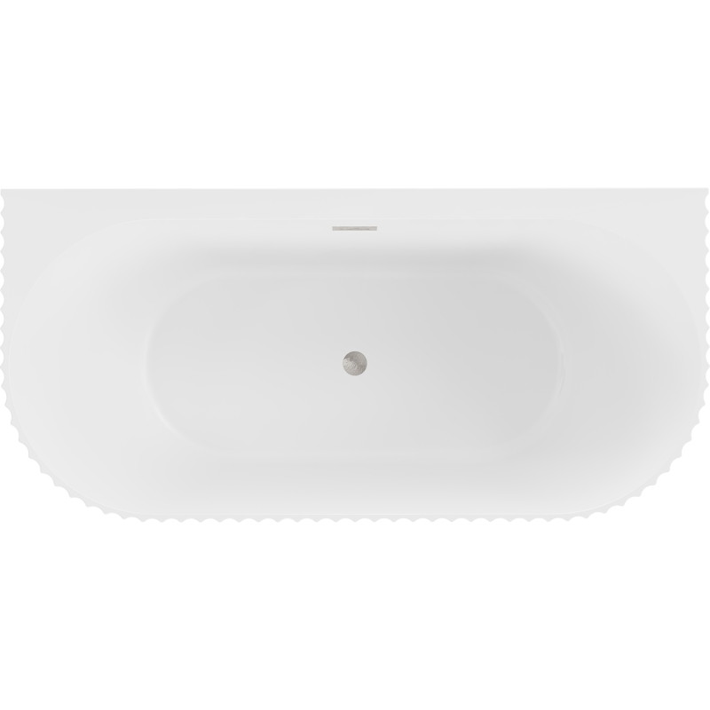 Mexen Sella freestanding back-to-wall fluted bathtub 170 x 80 cm, white matte, brushed nickel overflow - 52711708001-97