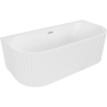 Mexen Sella freestanding back-to-wall fluted bathtub 170 x 80 cm, white matte, brushed nickel overflow - 52711708001-97