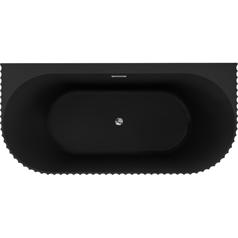 Mexen Sella freestanding wall-attached fluted bathtub 170 x 80 cm, black matte, chrome overflow - 52711708071-01