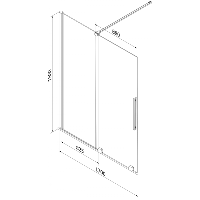 Mexen Velar 2-panel sliding bath screen 170 x 150 cm, graphite, gold - 896-170-000-41-50