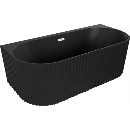 Mexen Sella freestanding ribbed bathtub 170 x 80 cm, matte black, white overflow - 52711708071-20