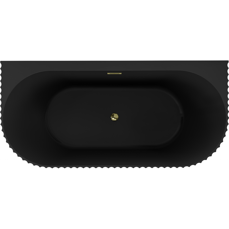 Mexen Sella freestanding wall-mounted fluted bathtub 170 x 80 cm, matte black, gold overflow - 52711708071-50