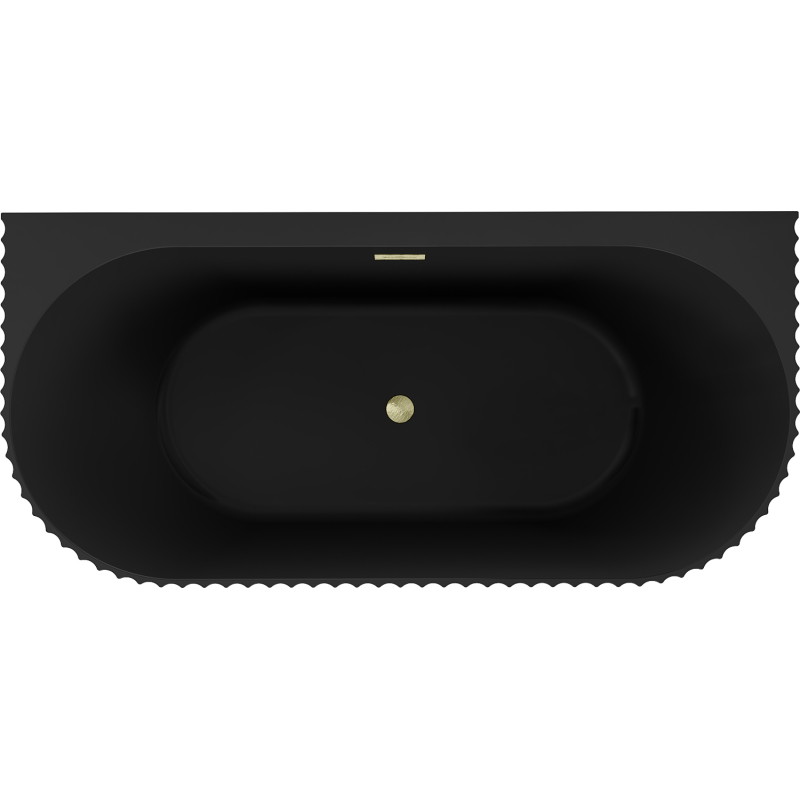 Mexen Sella freestanding wall-mounted fluted bathtub 170 x 80 cm, black matte, brushed gold overflow - 52711708071-55