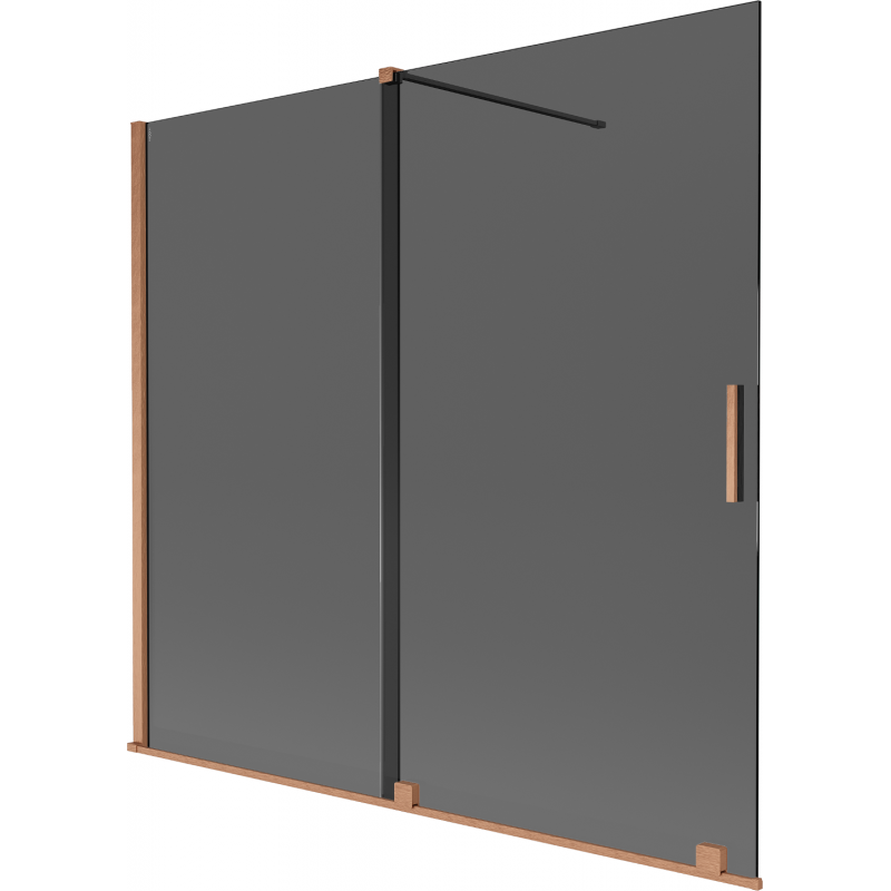Mexen Velar 2-panel sliding bath screen 170 x 150 cm, graphite, brushed copper - 896-170-000-41-65