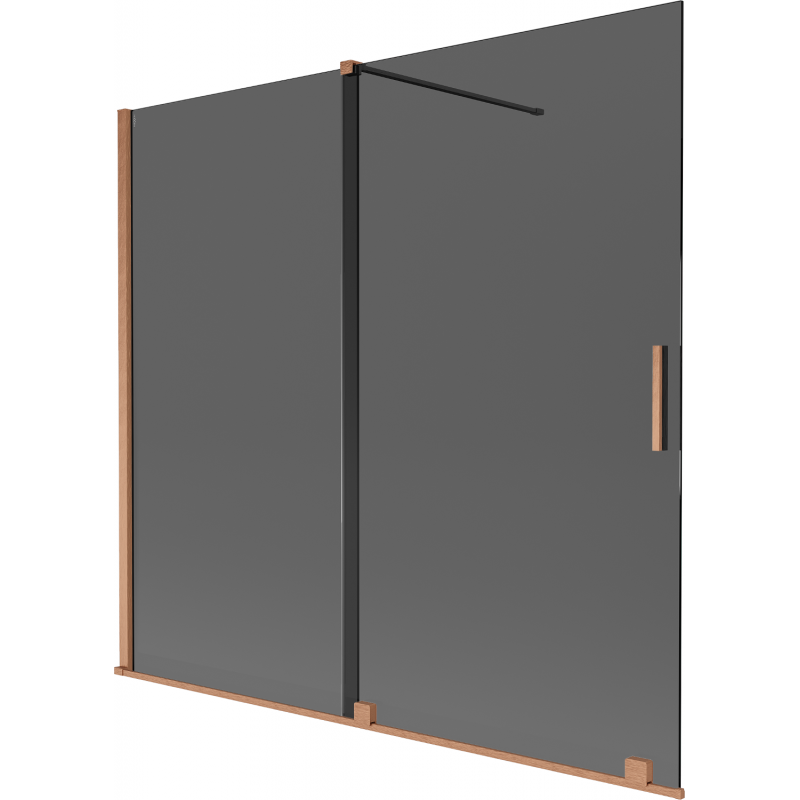 Mexen Velar 2-wing sliding bath screen 170 x 150 cm, graphite, brushed copper - 896-170-000-41-65