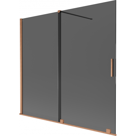 Mexen Velar 2-panel sliding bath screen 170 x 150 cm, graphite, brushed copper - 896-170-000-41-65