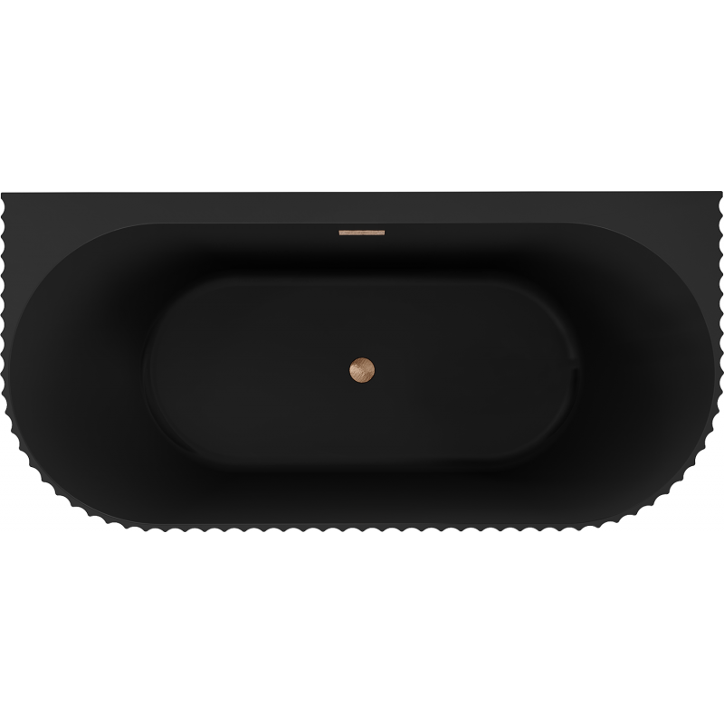 Mexen Sella freestanding wall-adjacent fluted bathtub 170 x 80 cm, matte black, brushed copper overflow - 52711708071-65