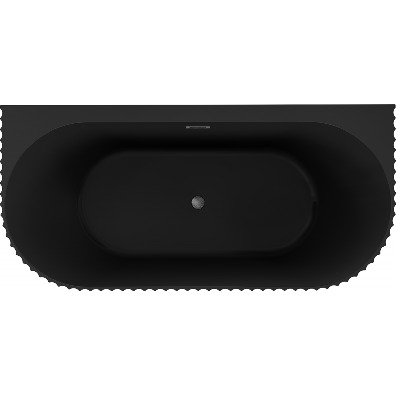 Mexen Sella freestanding wall-adjacent fluted bathtub 170 x 80 cm, black matte, brushed gun gray overflow - 52711708071-66