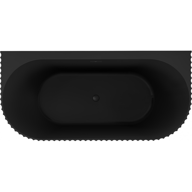 Mexen Sella freestanding wall-adjacent fluted bathtub 170 x 80 cm, black matte, black overflow - 52711708071-70